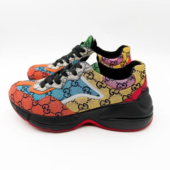 Gucci GG Canvas Rhyton Sneakers Trainers Multicolor EU 39 US 9 Chunky Sole - Picture 4 of 12